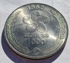 336. Moneda Coreea de Sud 1,000 Won 1982 (XXIV Sumer Olympics 1988 - Dancers)