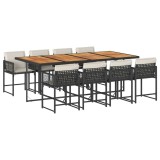 Cumpara ieftin Set mobilier de gradina cu perne, 9 piese, negru, poliratan