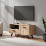 Comoda TV Noppen 100x38x49 cm, aspect stejar si negru, [en.casa]