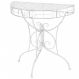 Cumpara ieftin Masă laterală tip vintage argintiu 72x36x74 cm metal semirotund