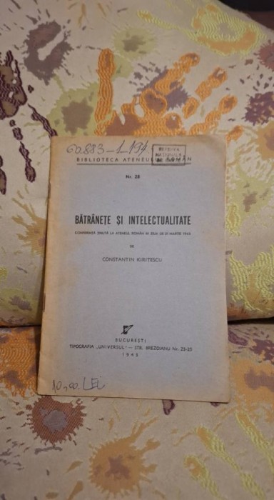 Bătr&acirc;nețe și intelectualitate de Constantin Kiritescu
