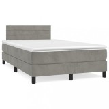 Cumpara ieftin Pat box spring cu saltea, gri deschis, 120x200 cm, catifea