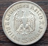 (A775) MONEDA DIN ARGINT GERMANIA - 5 MARK 1936, LIT. A, PAUL VON HINDENBURG, Europa
