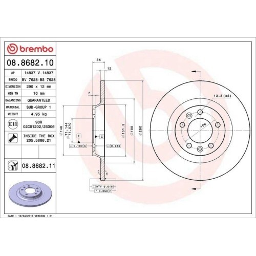 Set disc frana Citroen C5 3 (Rd) 02.08-05.17; Peugeot 407 (6d) 02.04-12.11, 407 Sw (6e 6d) 05.04-12.11, 407 Sw Box / Estate (6e) 08.04-12.10, 508 I (