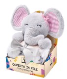 Cumpara ieftin Set figurina Elefant cu paturica textil maro alb 75 x 90 cm