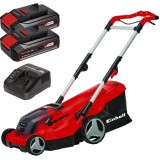 Einhell GE-CM 36/37 Li PXC + Twinpack CB + 4514095 - Masina de tuns iarba 37 cm 45 l + Set 2 acumulatori si incarcator Li-Ion 18 V 2.5 Ah