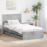 vidaXL Cadru de pat Gri din beton 100 x 200 cm Lemn Ingineresc 3410738