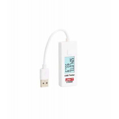 Tester USB UNI-T, ecran LCD, stocare date, cablu 10 cm, 3 - 9V, Alb