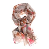 Esarfa matase imprimeu flori rosii 50 x 180 cm