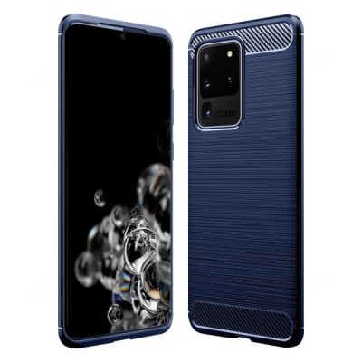 Husa pentru Samsung Galaxy S20 Ultra 4G / S20 Ultra 5G - Techsuit Carbon Silicone - Blue foto