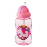 Sticlă Apă Copii, My Little Unicorn, Super Sipper Cup, Capacitate 345ml, Roz, Pai Incorporat, Oem