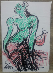 Nud// desen in carioca pe hartie de artistul plastic Dan Gavris foto
