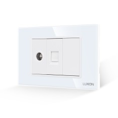 Priza TV + Internet cu Rama din Sticla LUXION, Standard Italian, 3M SmartElectro IntelligentHouse