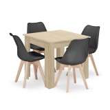 Cumpara ieftin Set masa pentru sufragerie/living + 4 scaune Mark negru, Artool, lemn, stejar sonoma, 80x80x75 cm, Leobert