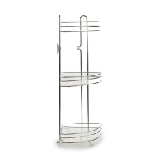 Etajera de colt pentru dus, trei rafturi, montaj ventuze, Metal cromat si plastic