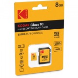 Card Memorie microSDHC Kodak Extra Performance, 8Gb, Clasa 10, Cu Adaptor EKMSDM8GHC10CK