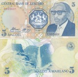 Lesotho 5 Maloti 1989 UNC Bancnota Africa