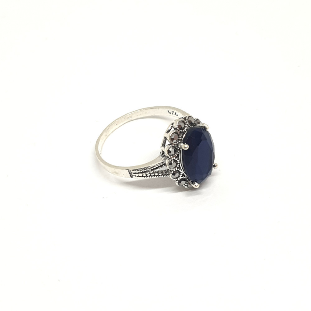 Inel din argint rodiat cu marcasite Blue Silver, SaraTremo | Okazii.ro