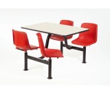 MOBILIER DE CANTINA: MASA+4 SCAUNE ROTATIVE, culoare rosie