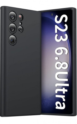 Husa silicon antisoc cu microfibra interior pentru Samsung S23 Ultra Negru foto