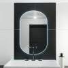 Oglinda LED Ovala, 50x80cm, Lucia Senzor Marcello, Sistem Dezaburire, Ceas &amp; Termometru, Dimabila ModernLight Concept