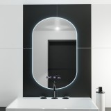 Oglinda LED Ovala, 50x80cm, Lucia Senzor Marcello, Sistem Dezaburire, Ceas &amp; Termometru, Dimabila ModernLight Concept