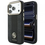 Husa MagSafe pentru Apple iPhone 18 Pro Max / 17 Pro Max, Guess, 4G Stripe Round Classic Logo, Neagra