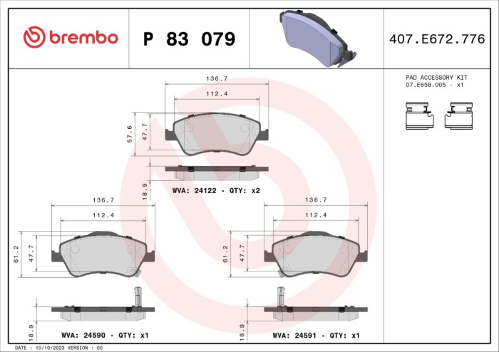BREMBO P 83 079 PRIME LINE set placute frana,frana disc