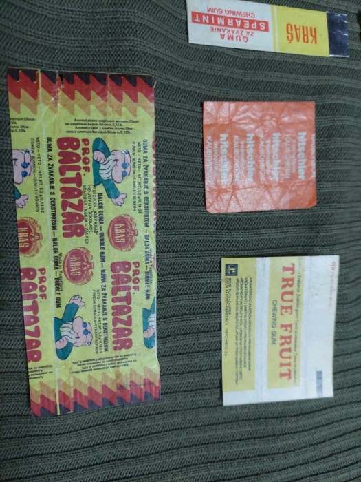 AMBALAJ VECHI,LOT AMBALAJE VECHI DE GUME DE MESTECAT,BOMBOANE,Ambalaje cu reclame vechi de colectie