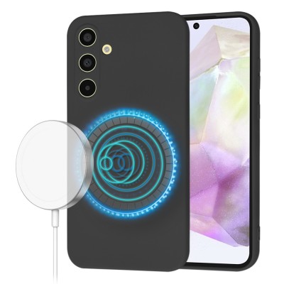 Husa silicon Samsung Galaxy A35 5G Techsuit SoftFlex MagSafe, negru foto