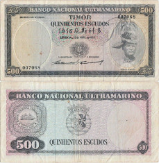 1963 (25 IV), 500 escudos (P-29a.3) - Timor! foto