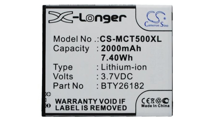 Cameron Sino 2000mAh Mobistel Cynus T5,MT-9201w,MT-9201b,MT-9201S Baterie
