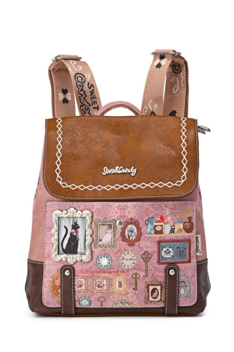 Sweet &amp; Candy Cats flap backpack XK-06-25B
