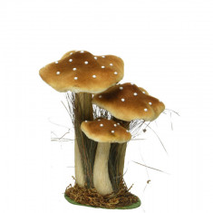Decoratiune Mushroom, Decoris, 14x18x26 cm, poliester, mustar