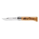 Cutit de buzunar N&deg;08, inox, 8,5cm, &quot;Engraved&quot;, Animalia Bear - Opinel