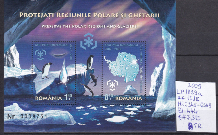 2009 Protejati regiunile polare si ghetarii, LP1829a, Bl.444, MNH