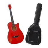 Cumpara ieftin Chitara Clasica 4/4, 95cm, Tei, Corzi Otel, Cutaway, Husa Inclusa, Rosu, Incepator, 13+ ani