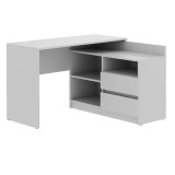 Birou colt Delta 120x50x75 cm cu comoda 100x42x72 cm, 2 sertare, montaj stanga/dreapta, alb Household NewTrend