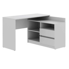 Birou colt Delta 120x50x75 cm cu comoda 100x42x72 cm, 2 sertare, montaj stanga/dreapta, alb Household NewTrend