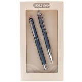 Set cadou stilou + pix Cresco Winner 880059, corp metalic gri pastel clips argintiu
