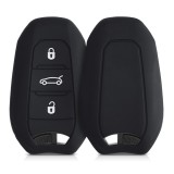 Husa Cheie Auto pentru Peugeot / Citroen - 3 Butoane - Keyless Go, Silicon, Negru, 44154.01, Kwmobile
