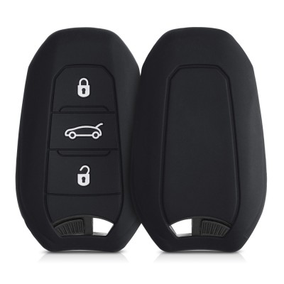 Husa Cheie Auto pentru Peugeot / Citroen - 3 Butoane - Keyless Go, Silicon, Negru, 44154.01 foto