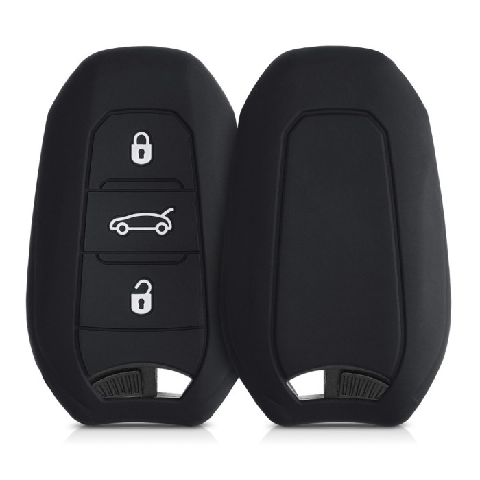 Husa Cheie Auto pentru Peugeot / Citroen - 3 Butoane - Keyless Go, Silicon, Negru, 44154.01