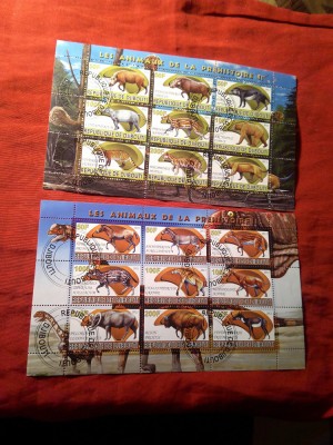 2 Blocuri Djibouti 2011- Fauna - Animale Preistorice , 9+9 valori stampilate foto