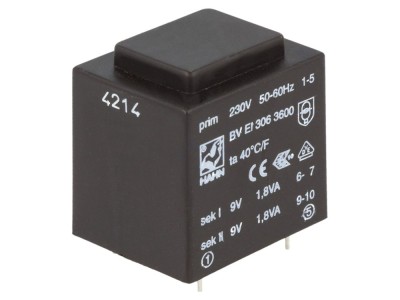 Transformator &amp;icirc;ncapsulat 9V PCB 3,6VA foto