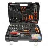 Trusa chei tubulare, fixe, biti, imbus, surubelnite, cleste sertizat si scule 114 piese Breckner Germany