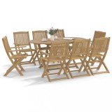 Set 8 Scaune Gradina Pliabile Lemn Acacia 54.5x58x90 cm Exterior