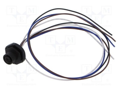 Conector M12 soclu mamă 4 pini 4A 250V IP67 drept cu cablu 0.5m LUTRONIC foto