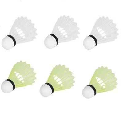 Set 6 fluturasi badminton plastic Sunflex HOBBY, 3 albi+3 galbeni foto