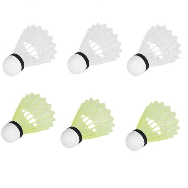 Set 6 fluturasi badminton plastic Sunflex HOBBY, 3 albi+3 galbeni